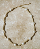 Wander + Lust Saylor Pearl & Gold Bead 14K Gold Fill Chain 16"-18" Choker Necklace