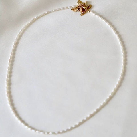 Katie Waltman Rice Pearl Strand Leaf Cluster 18" Necklace