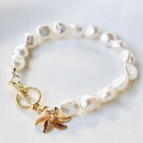 Katie Waltman Keshi Freshwater Pearl Nuggets Leaf Cluster Toggle Closure Bracelet