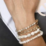 Katie Waltman Keshi Freshwater Pearl Nuggets Leaf Cluster Toggle Closure Bracelet