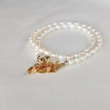 Katie Waltman Celeste Rice Pearl Leaf Cluster Double Wrap Bracelet