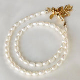 Katie Waltman Celeste Rice Pearl Leaf Cluster Double Wrap Bracelet