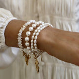 Katie Waltman Celeste Rice Pearl Leaf Cluster Double Wrap Bracelet