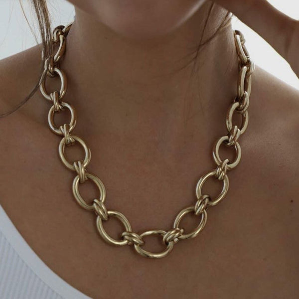 Katie Waltman Amelia 24K Gold Plate Thick Oval Link 18" Statement Necklace