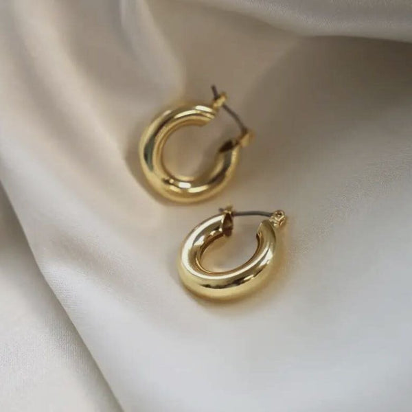 Katie Waltman Indy 14K Gold Plate Thick Hoop Earrings