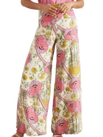 *Rachel Comey Ronan Linen Floral High Rise Wide Leg Pants, Size 2