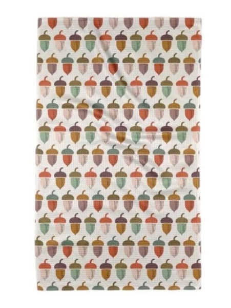Geometry Filbert Acorns Tea Towel