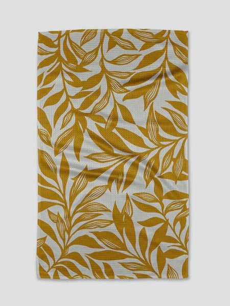 Geometry Saffron Leaves Tea Towel