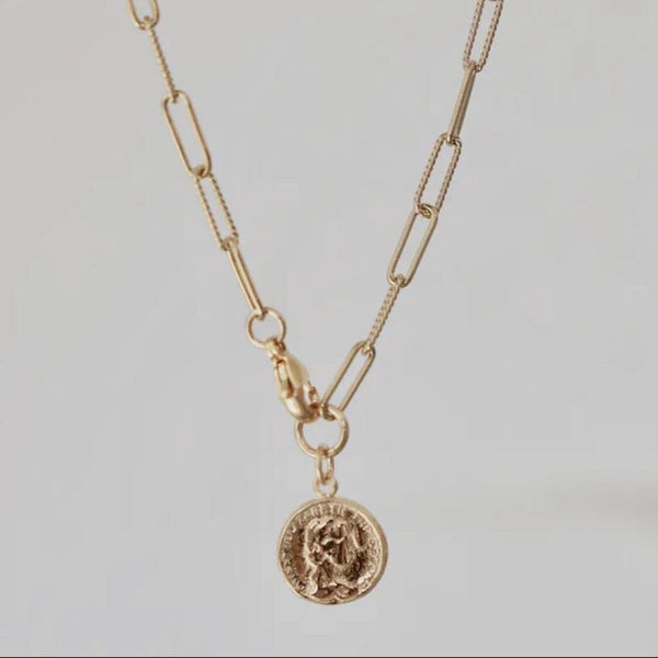 Katie Waltman Lora Coin 24K Gold Plate Paperclip Chain 16" Necklace