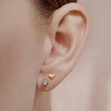 Adorn 512 14K Gold Plated Tiny Heart Screw Flat Back Stud Earrings
