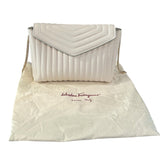 *Salvatore Ferragamo Quilted Leather Envelope Flap Front Gancini Chain Strap Shoulder Bag