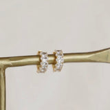 Katie Waltman Cleo 14K Gold Plate CZs Huggie Hoop Earrings