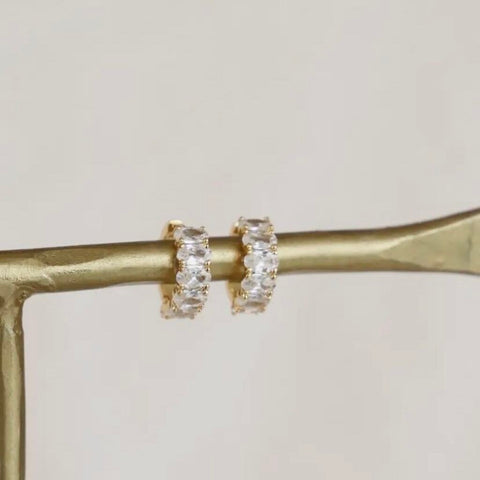 Katie Waltman Cleo 14K Gold Plate CZs Huggie Hoop Earrings