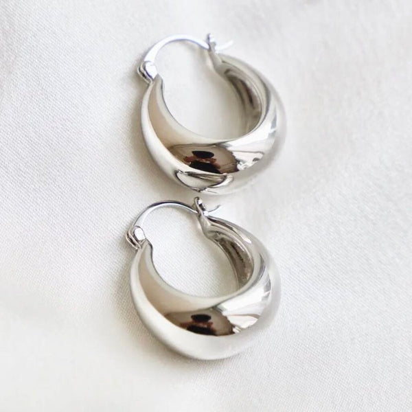 Katie Waltman Coco Silver Plate Chunky Hoop Earrings