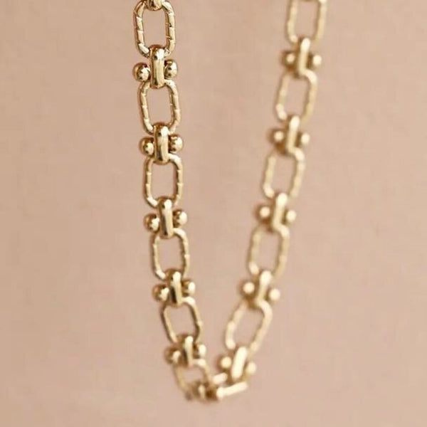 Katie Waltman Florence 24K Gold Plate Chunky Textured Oval Chain 15.5"-17" Necklace