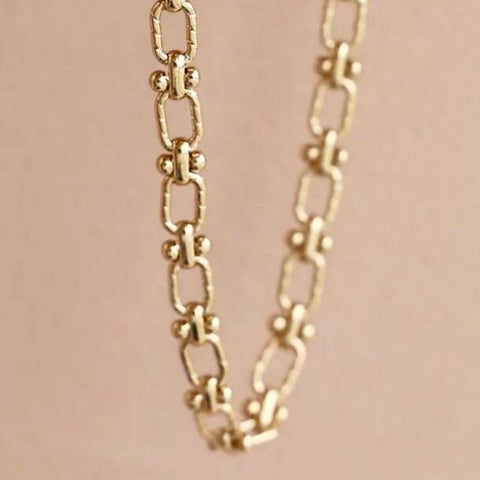 Katie Waltman Florence 24K Gold Plate Chunky Textured Oval Chain 15.5"-17" Necklace