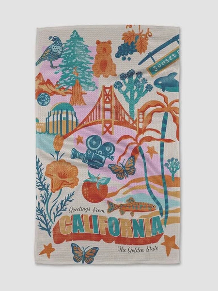 Geometry Greetings from California Tea Towel