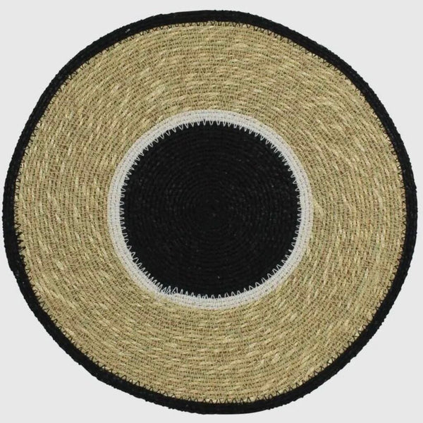 HomArt Black & Natural Seagrass Round Placemat