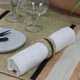 HomArt Black & Natural Seagrass Napkin Rings, Set of 4