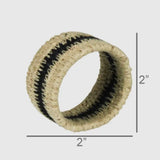 HomArt Black & Natural Seagrass Napkin Rings, Set of 4