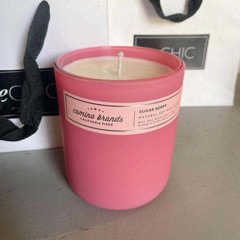 Camino Brands Sugar Berry Candle Matte Light Pink Glass Jar: 13 oz.