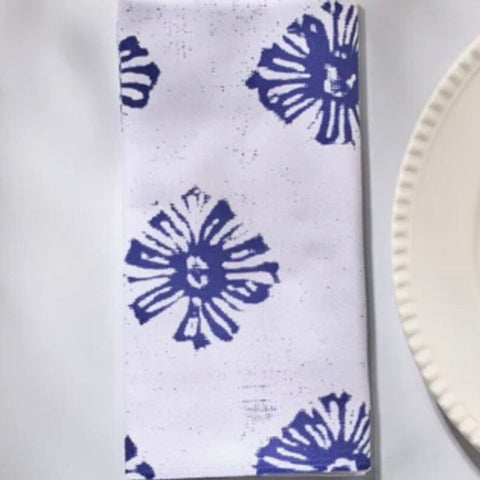 Geometry Leyla White Block Print Tea Towel