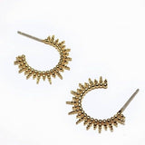 Adorn 512 Gold Plate Sunburst Huggie Hoop Earrings