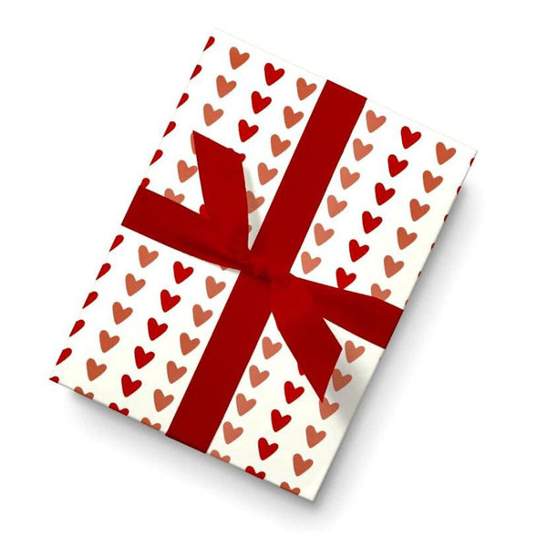 Dahlia Press Red Hearts Roll of Wrapping Paper Sheets, Set of 3