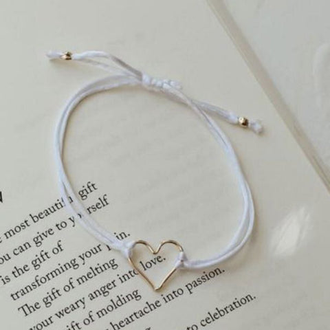 Collective Hearts Armed With Love 14K Gold Fill & White Satin Cord Bracelet