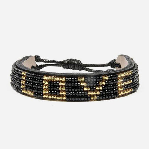 Love Is Project LOVE Kenya Beaded Bracelet Black & Gold