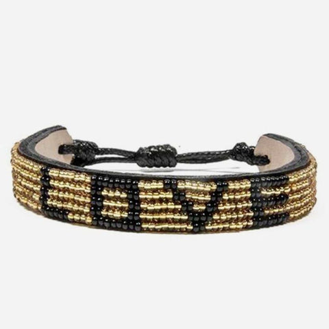 Love Is Project LOVE Kenya Beaded Bracelet Gold & Black