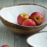 Be Home Madras Mango Wood & White Enamel Medium Bowl