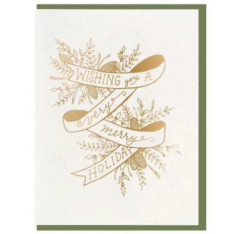 Dahlia Press Holiday Ribbon Foil Notecard