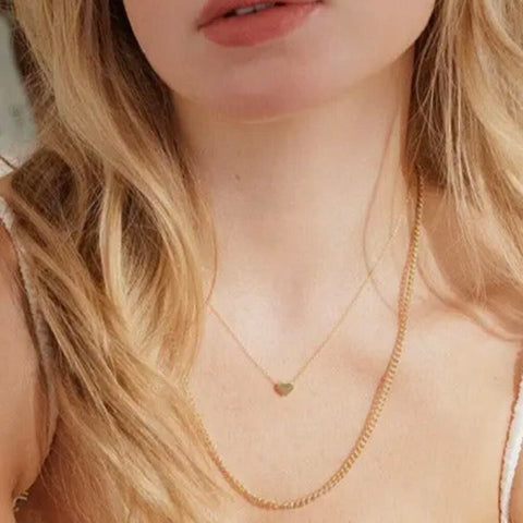 Adorn 512 Love Heart Charm 14K Gold Fill Chain 16"-18" Necklace