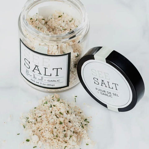 See Salt Fleur de Sel Sea Salt + Roasted Garlic, 3 oz.