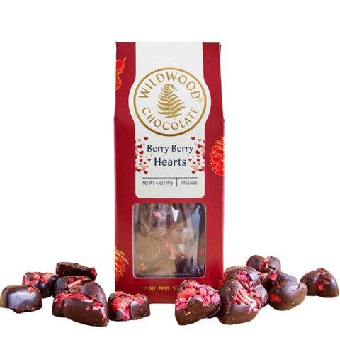 Wildwood Chocolate Berry Berry Dark Chocolate Hearts Box
