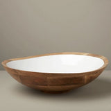 Be Home Madras Mango Wood & White Enamel Oversized Salad Serving Bowl