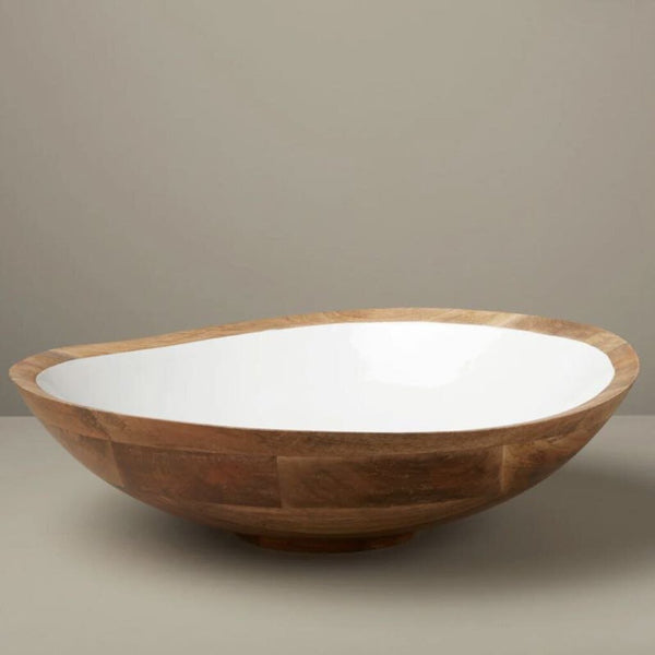 Be Home Madras Mango Wood & White Enamel Oversized Bowl