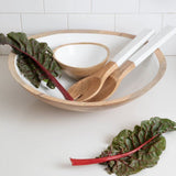 Be Home Madras Mango Wood & White Enamel Oversized Salad Serving Bowl