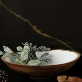 Be Home Madras Mango Wood & White Enamel Oversized Salad Serving Bowl