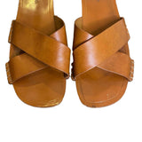Vince Nico Leather Cross Strap Slide Flat Sandals, Size 11