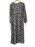 *NWT Rebecca Taylor Alicia Bold Floral Long Sleeve Tie V-Neck Button Front Midi Dress, Size 8
