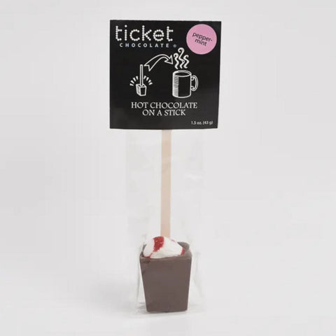 Ticket Chocolate Belgian Milk + Peppermint Hot Chocolate on a Stick-SINGLE