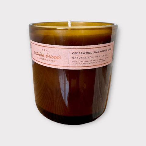 Camino Brands Cedarwood & White Oak Candle Amber Glass Jar, 13 oz.