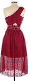 *Self-Portrait Eyelet Lace Sleeveless One Shoulder Cutout Full Skirt Midi Dress, Size 4(S)