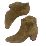 *Isabel Marant Dicker Suede Almond Toe Cuban Heel Cowboy Ankle Boots, Size 39