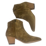 *Isabel Marant Dicker Suede Almond Toe Cuban Heel Cowboy Ankle Boots, Size 39
