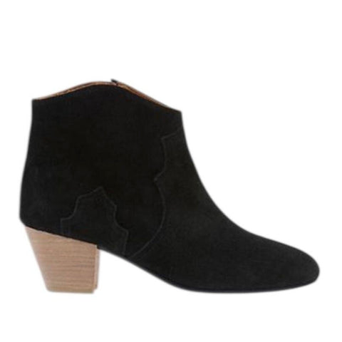 *Isabel Marant Etoile Dicker Suede Almond Toe Cuban Heel Cowboy Ankle Boots, Size 39