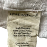 *LoveShackFancy Prezia Cotton Eyelet Lace Short Puff Sleeve Elastic Shoulder Top, Size S