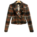 *Favorite Daughter Plaid Double Breasted Cropped Jacket NWT, Size S